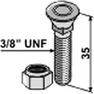 Bolt 3/8"x35 m/firkantsats (Marsk Stig) 