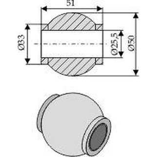 Topstangskugle Kat.  2 udv. 50 mm Ø25.4