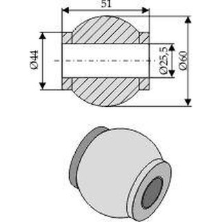 Topstangskugle Kat.  3-2 udv. 60 mm Ø25.4