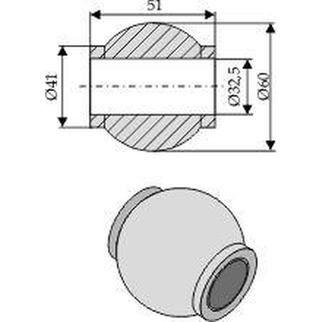 Topstangskugle Kat. 3 udv. 60 mm Ø32