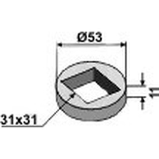 Svejseflange 31 x 31 mm 